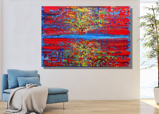 Don't Stop Believing  - XL LARGE,  ABSTRACT ART – EXPRESSIONS OF ENERGY AND LIGHT. READY TO HANG!
