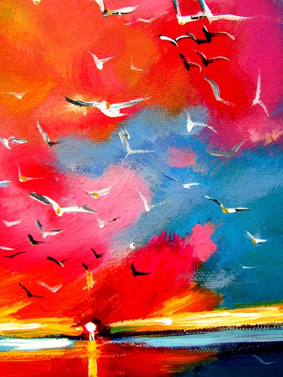 Sunset with birds