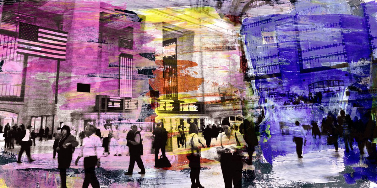 Abstract Cityscapes Photograph By Sven Pfrommer, 55 X 28", New York Jam Iii, Original Artwork