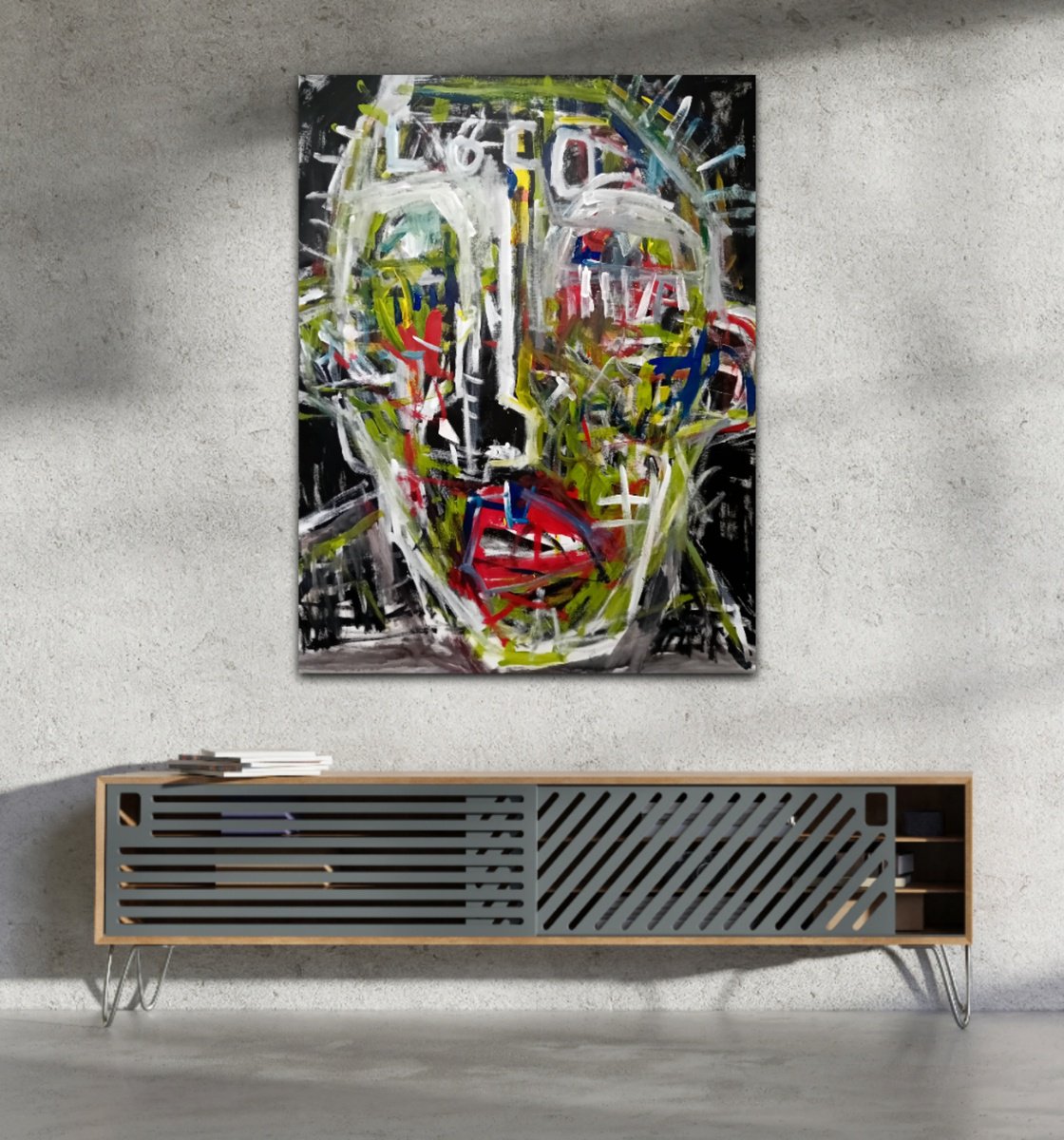 Abstract Portrait Acrylic Painting By Dimitris Pavlopoulos, 39 X 49, Loco, Original Artwork