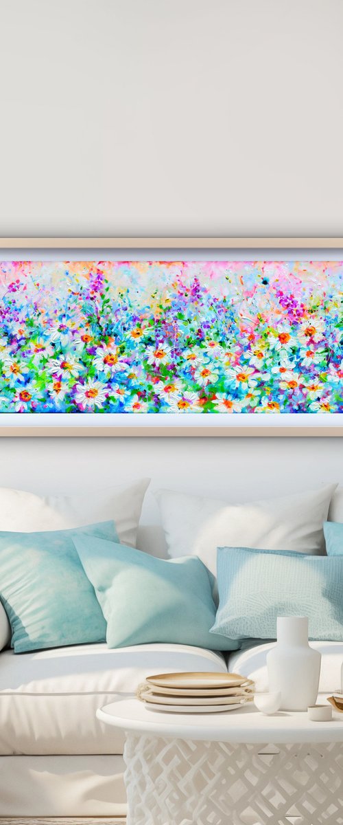 Woodland Glade with Daisies and Wildflowers by Soos Roxana Gabriela