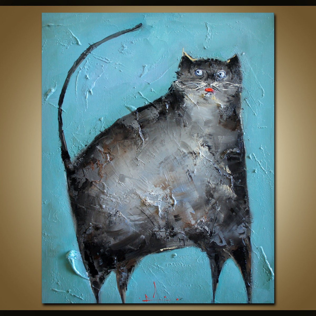 Abstract Animal Oil Painting By Stanislav Lazarov, 16 X 20", The Spy, Original Artwork