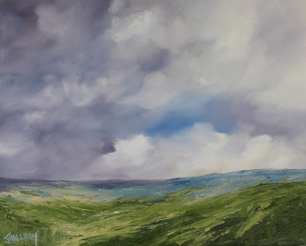 Impressionistic Landscape Oil Painting By John Halliday, 20 X 16, Bruised Sky, Irish Landscape, Original Artwork