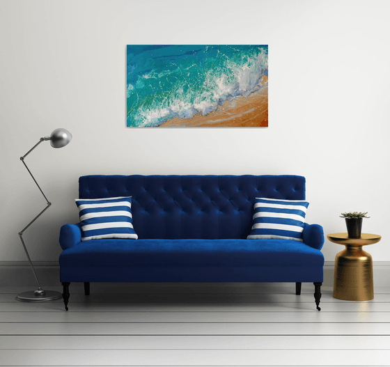 47.2” “Turquoise Sea” Seascape Painting