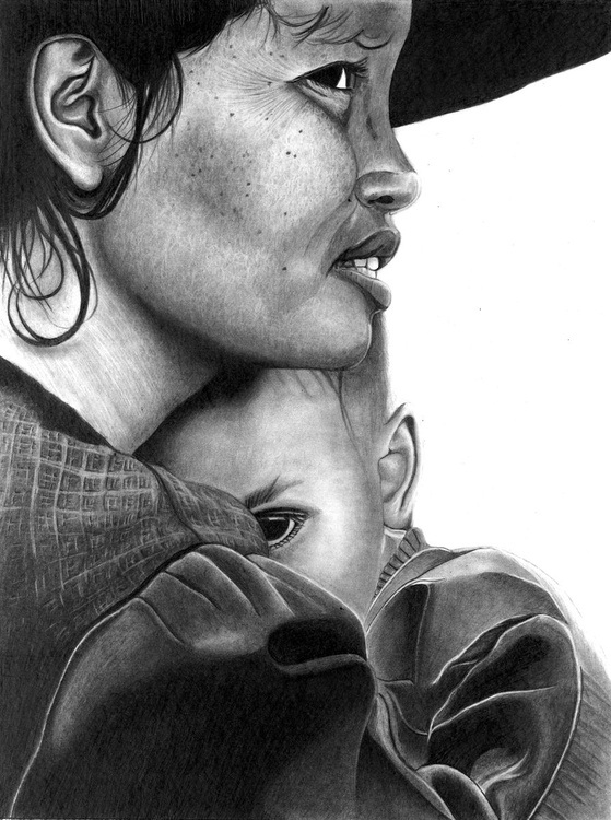 Mother And Child Pencil Drawing By Paul Stowe Artfinder
