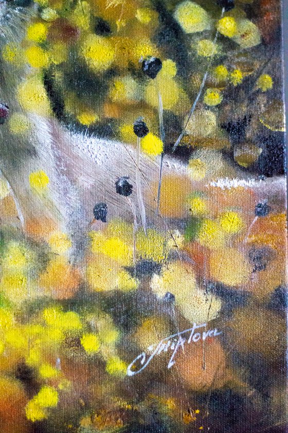 "Deer in the meadow''Original, oil painting on canvas