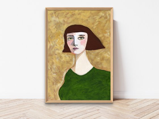 Expressive Portrait, Lady with Brown Haircut
