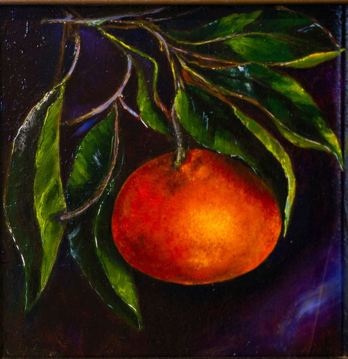 Photorealistic Botanical Oil Painting By Inga Loginova, 8 X 8, ?angerine, Original Artwork