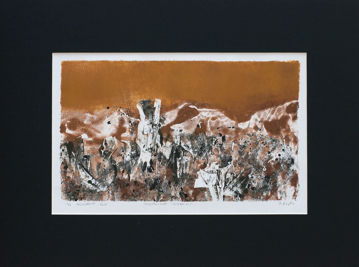 Geometric Abstract Limited Edition Print By Przemek Kret, 18 X 13", Exostructure (Ochre Ii), Original Artwork