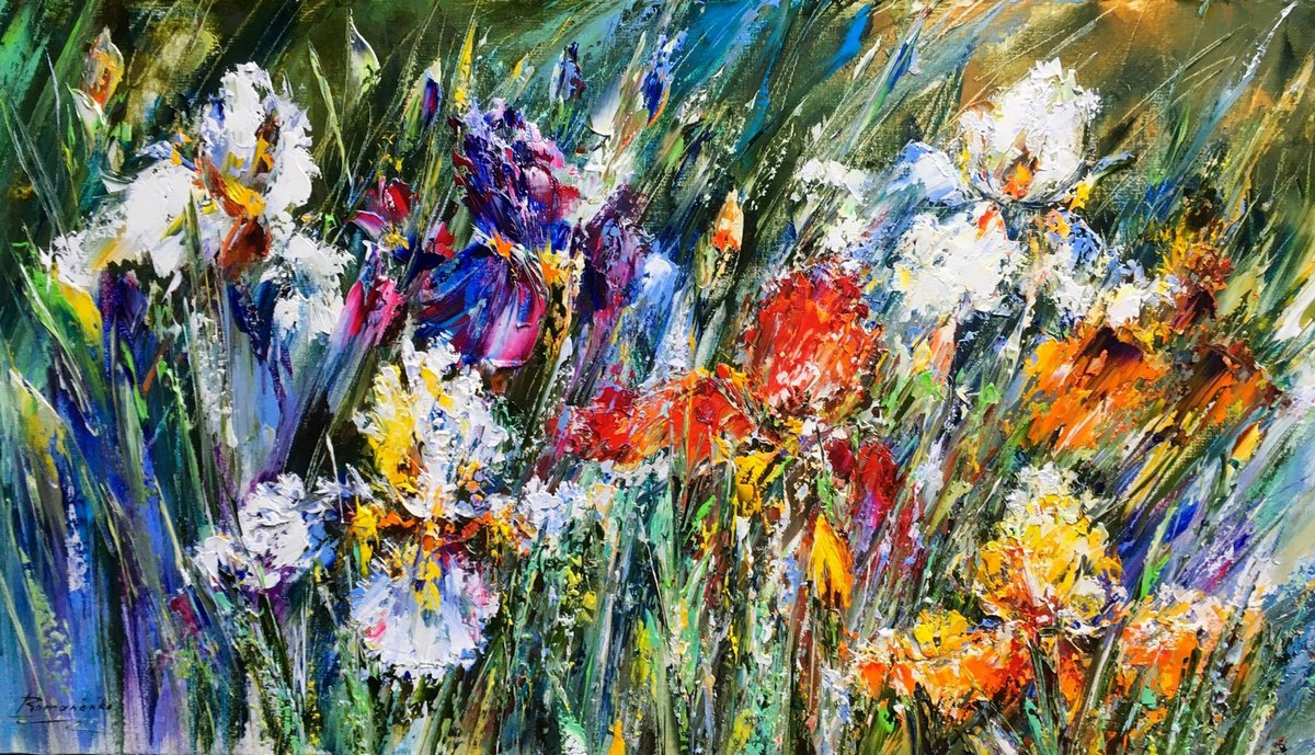 Iris Field By Olena Romanenko, 28 X 16, Artwork For Sale On Artfinder