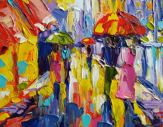 Walk near Big Ben - cityscape, umbrella, oil painting, city, gift idea, gift, oil painting, Big Ben, London, United Kingdom