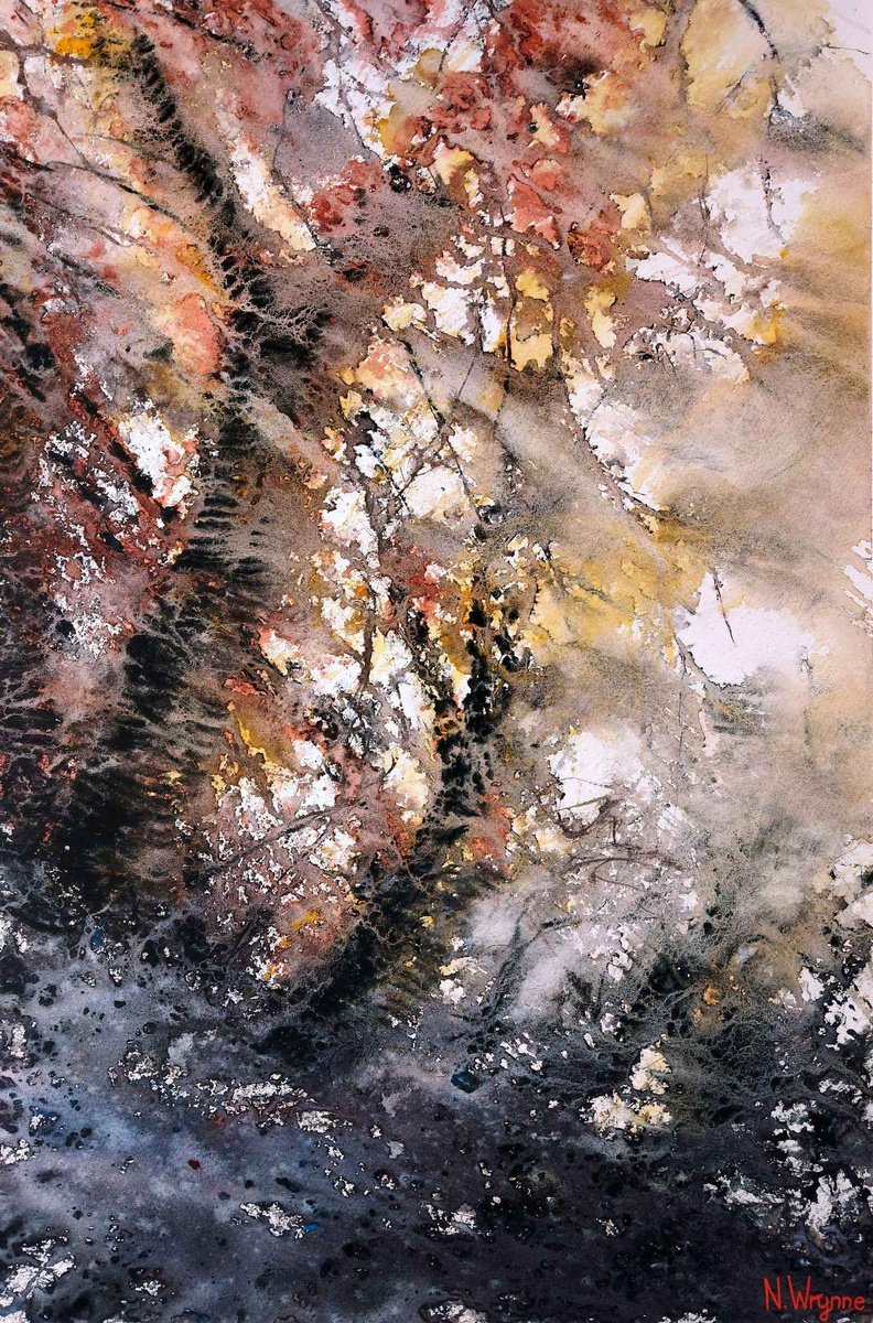 Abstract Landscape Watercolour By Neil Wrynne, 15 X 22", Have Not Grown Old, Original Artwork