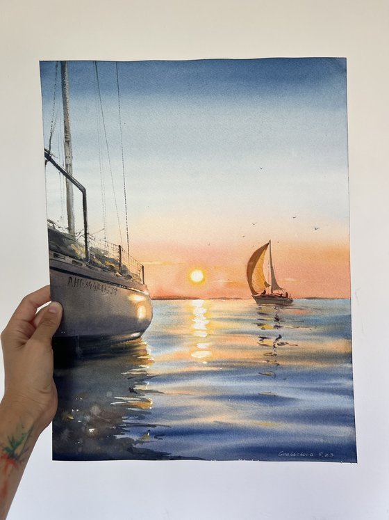 Yachts at sunset #9