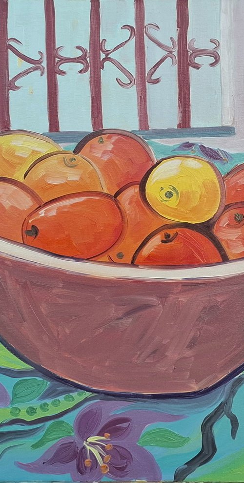 Still life with oranges and lemons. by Kirsty Wain