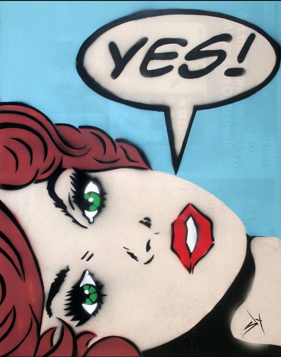 "YES!" (BRUNETTE, BLUE, U).