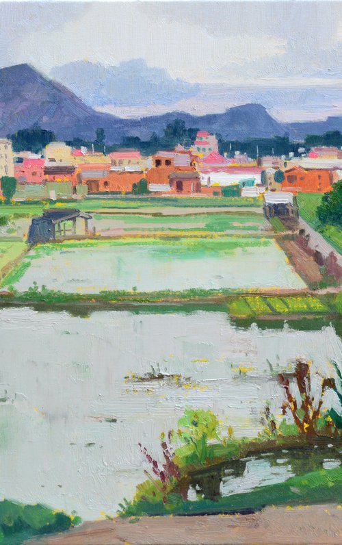 Landscape oil painting:Chinese rural village 141 by jianzhe chon