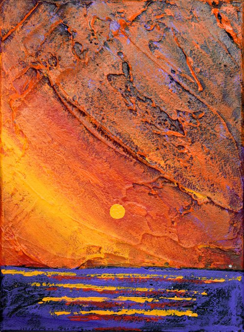 Sky on Fire seascape painting by Stuart Wright