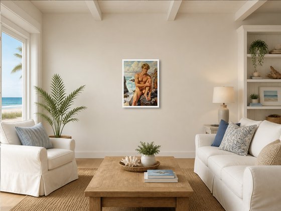 ROMANTIC MOOD (NUDE MAN ON THE BEACH)