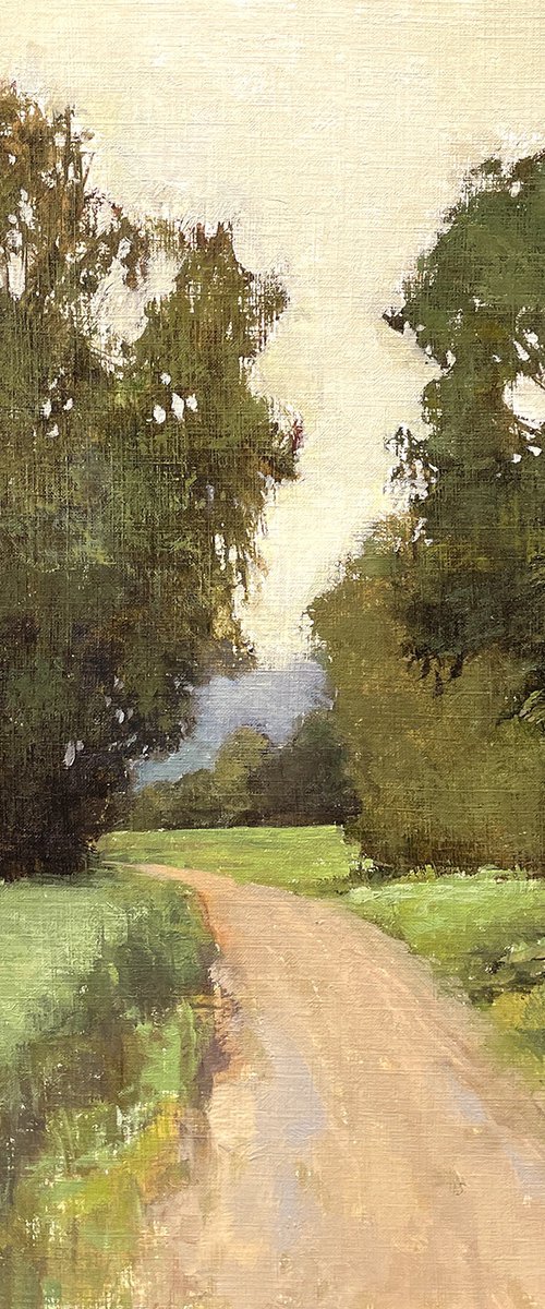 Country Road 221012, trees and country road impressionist landscape painting by Don Bishop