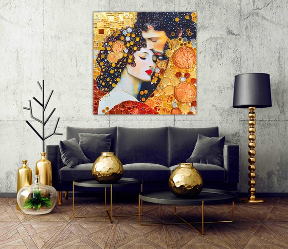 Love original wall art. Golden bronze decorative artwork for home decor. Gift for woman \ wife
