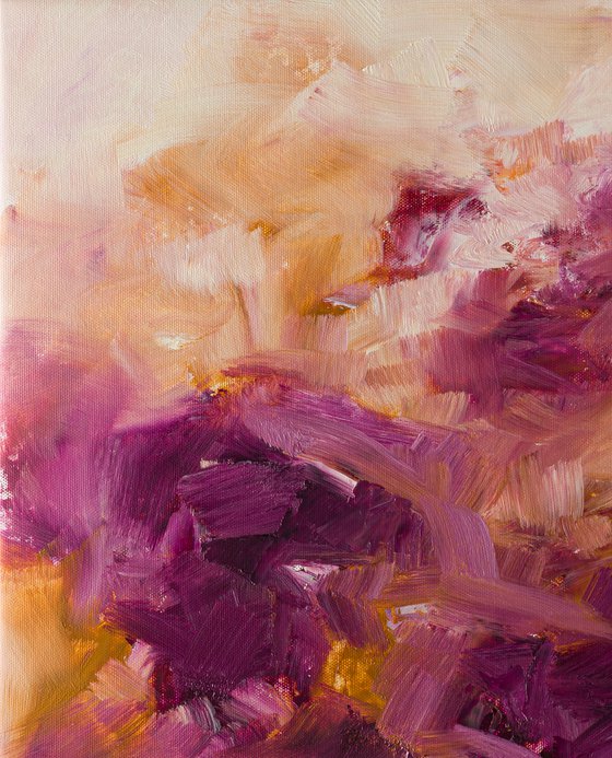 Abstract in purple, garnet and ochre - Oil painting - Wall art decoration