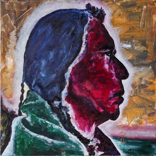 Portrait Of Native American. Oil on canvas. by Retne