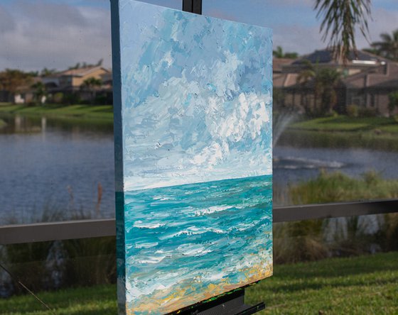 Serene Ocean - Palette knife seascape painting