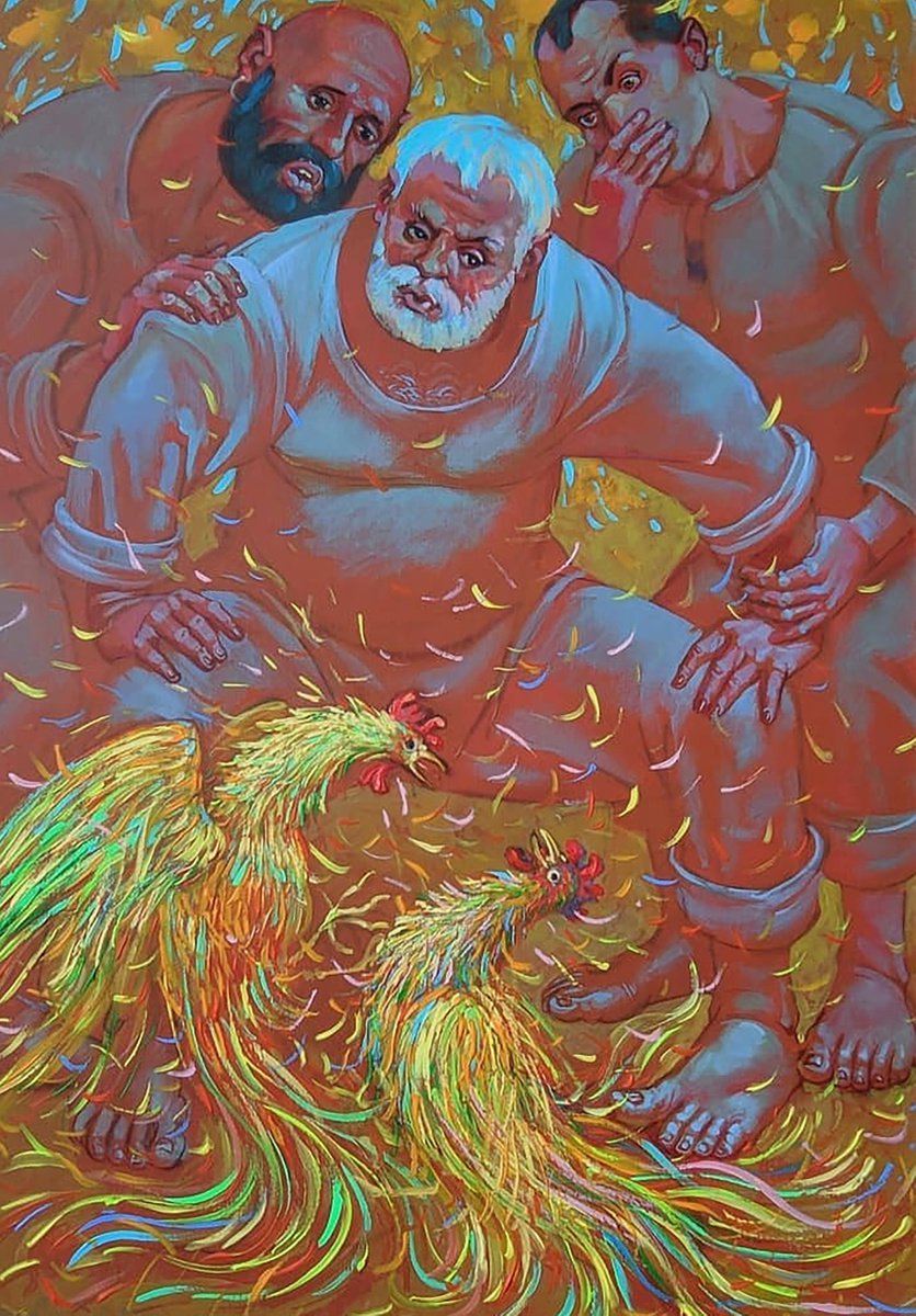 Impressionistic Portrait Acrylic Painting By Nicolay Vydcovsky, 20 X 28", Situation, Original Artwork