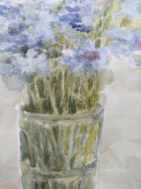 Cornflowers. Original watercolour painting.