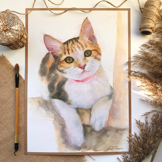 Cat portrait 30x42 cm