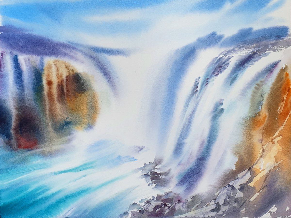Impressionistic Watercolour , When Water Meets The Air By Elena Genkin, 16 X 12, Artwork For Sale On Artfinder