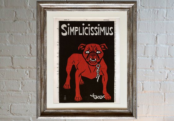 Simplicissimus - Collage Art Print on Large Real English Dictionary Vintage Book Page