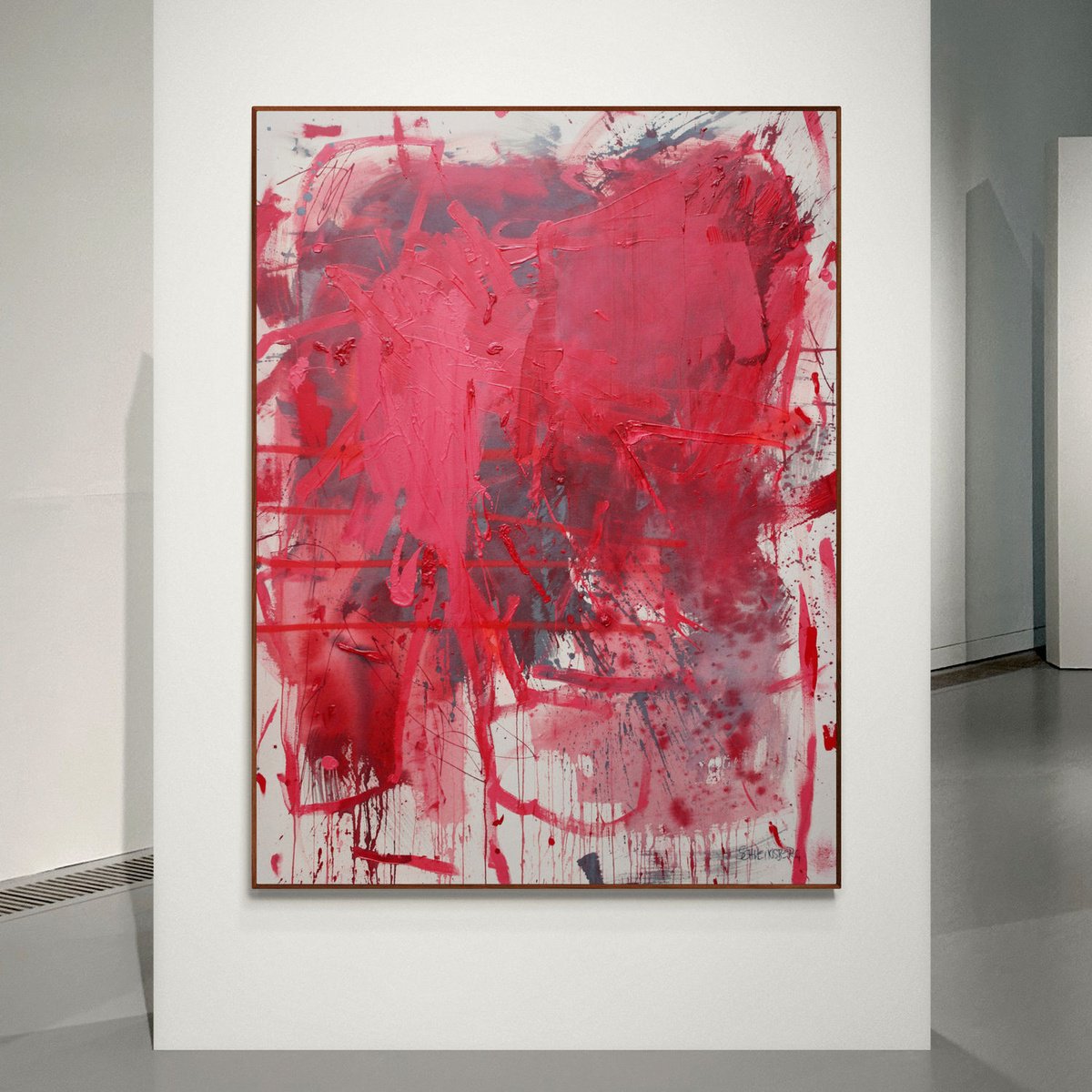 Abstract Painting By Daniela Schweinsberg, 47 X 63, Rough Red, Original Artwork