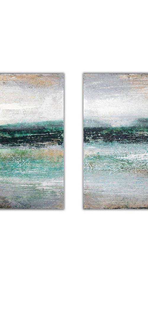 Diptych No. 22-44 & No. 22-45 (180 x 90 cm) by Rokas Berziunas