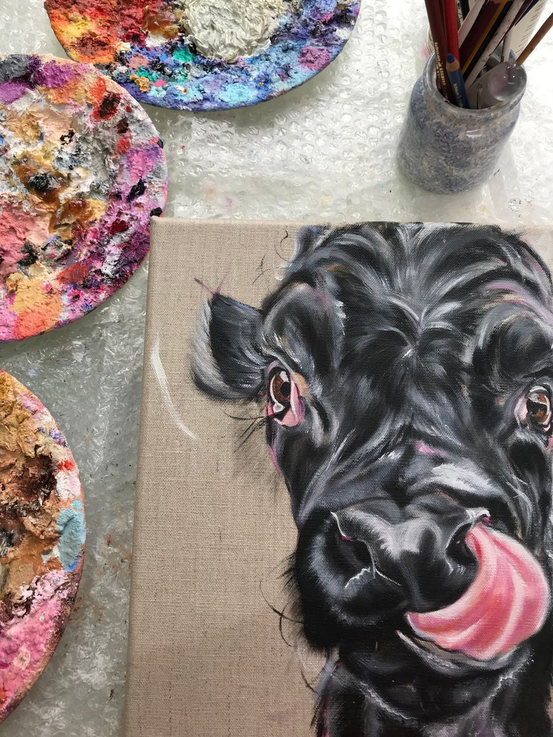 Yum Yum Black Cow Calf Tongue Sticking Out Orig Artfinder