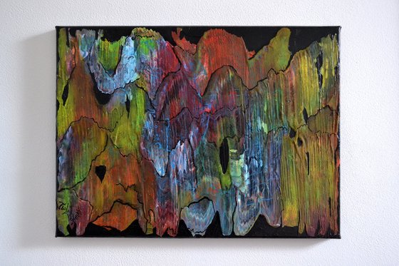 Magnetic light - abstract - free shipping - ready to hang - palette knife - fluid - ink - acrylic