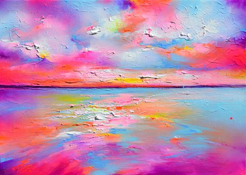 New Horizon 179 Colourful Sunset Seascape 50x70 cm by Soos Roxana Gabriela