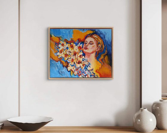 Woman in daffodils