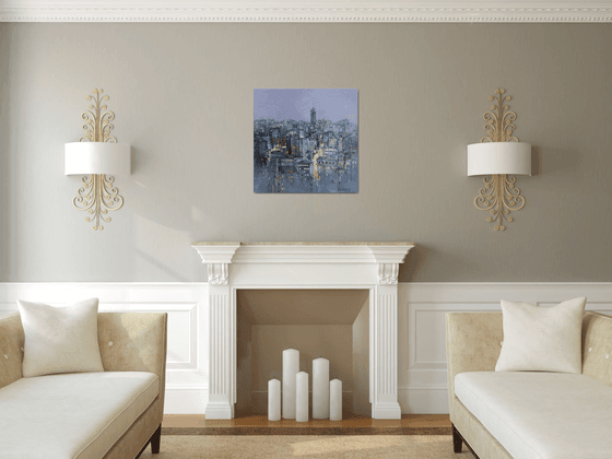 Twilight city - Original Urban landscape painting