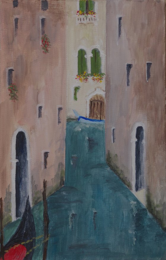 Gondola in a Canal, Venice