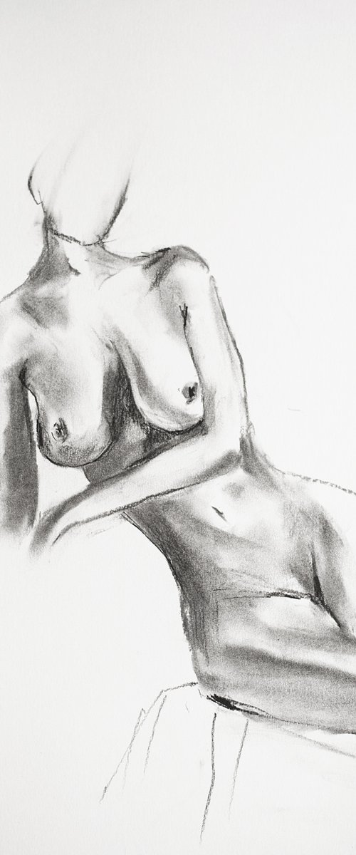 Nude in charcoal. 10. Black and white minimalistic female girl beauty body positive by Sasha Romm