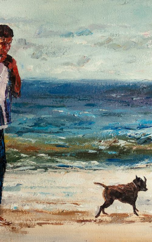On the beach by the sea by Aleksandr Neliubin
