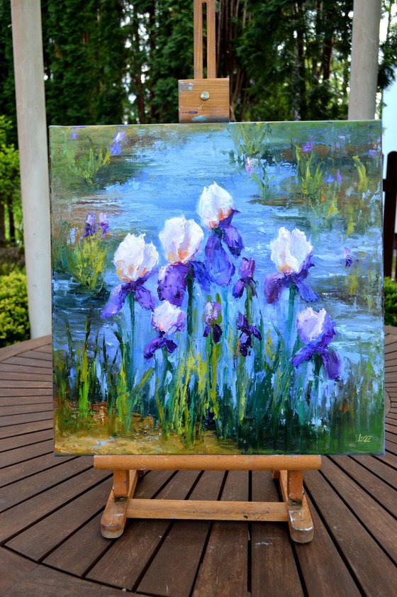 Pond with Beautiful Irises