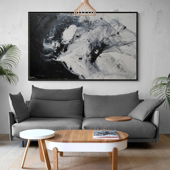 Black Rapture 160cm x 100cm Textured Abstract Art