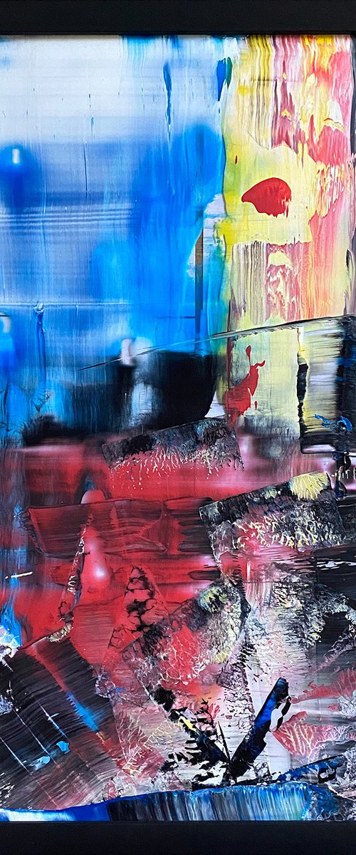 "Making A Mess Of Things" - Original PMS Abstract Acrylic Painting On Plexiglass, Framed - 26" x 26" by Preston M. Smith (PMS)
