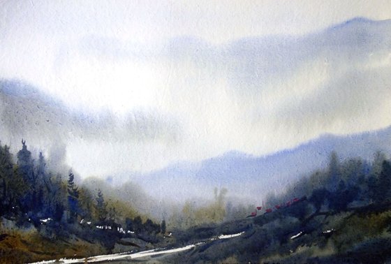 Mysterious Himalaya -Watercolor on Paper