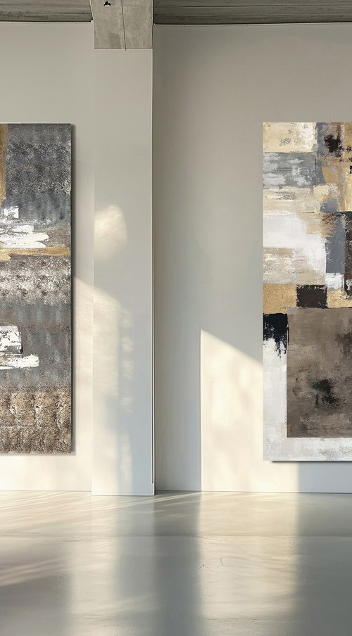 Golden Horizons: Golden Frameworks Diptych by Tatiana Malinovscaia
