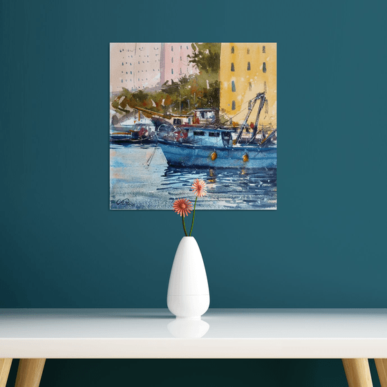 Camogli blue boat