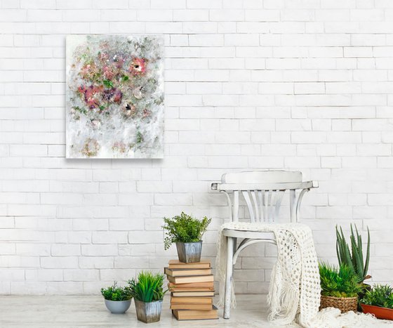 Cottage Chic Blooms 2 - Floral Painting by Kathy Morton Stanion