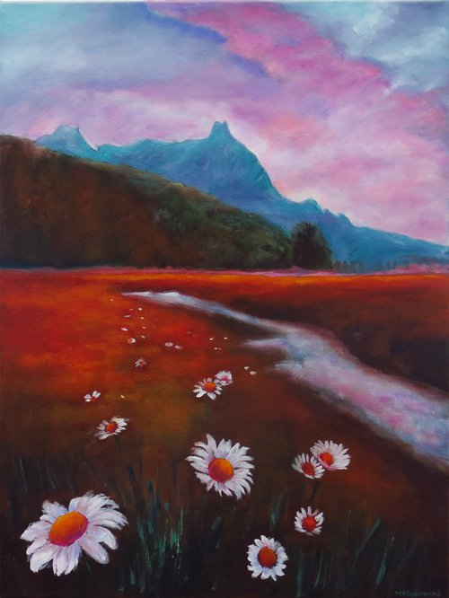 Daisies in the Landscape by Maureen Greenwood